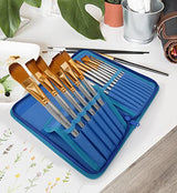 MyArtscape Paint Brushes - 15 Pc Art Brush Set for Watercolor, Acrylic, Oil & Face Painting | Short Handle Artist Paintbrushes with Travel Holder | 1 MyArtscape