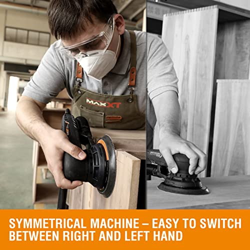 MAXXT Electric 5mm Random Orbital Sander, Palm Sander with Brushless Motor, 5&6Inch Sanding Pads, Central Vacuum, Sanders for Woodworking, Primary MAXXT