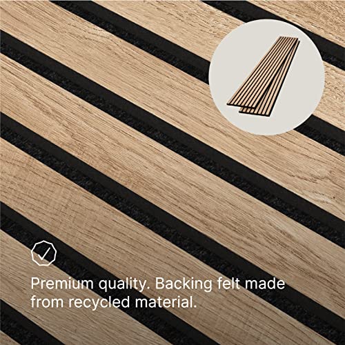 SLATPANEL Two Acoustic Wood Wall Veneer Slat Panels - Natural Oak | 94.49” x 12.6” Each | Soundproof Paneling | Wall Panels for Interior Wall Decor Slatpanel