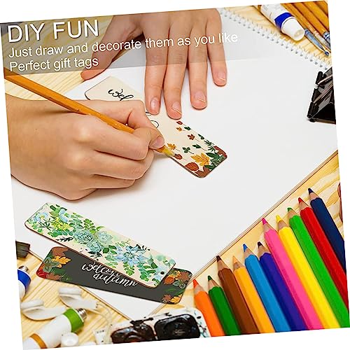 Tofficu 1 Set Wooden Bookmark Wood Crafts Tags Wooden Craft Bookmarks Unfinished Bookmark Blank Wooden Gift Tags Labels Lables Rustic Blank DIY Tofficu