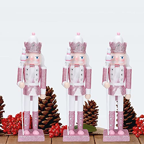 SEWACC Christmas Nutcracker Wooden Nutcracker Ornaments Christmas Decoration Unfinished Nutcracker Figurines Puppet (Pink) SEWACC
