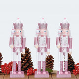 SEWACC Christmas Nutcracker Wooden Nutcracker Ornaments Christmas Decoration Unfinished Nutcracker Figurines Puppet (Pink) SEWACC