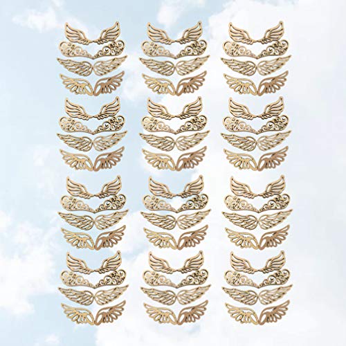 Amosfun Wood Slices Angel Wings Cutouts Craft DIY Ornaments for Birthday Christams Crafts Accessories 80pcs Amosfun