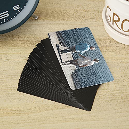 FVIEXE 100PCS Metal Business Card Blanks for Laser Engraving, 0.21mm Thick Black Anodized Aluminum Business Cards Name Cards Metallic DIY Gift Cards FVIEXE