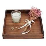 MAGIGO 12 x 12 Inches Small Square Black Walnut Wood Ottoman Tray, Serve Tea, Coffee or Breakfast in Bed, Classic Wooden Decorative Serving Tray MAGIGO