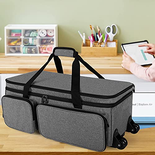 CURMIO Carrying Case Compatible with Cricut Explore Air 2, Cricut Maker,  Silhouette Cameo 4 and Cameo 3, Craft Storage Bag with Pockets for Die