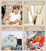 Puzzled 3D Puzzle Styracosaurus Dinosaur Wood Craft Construction Model Kit Educational DIY Wooden Dino Toy Assemble Model Unfinished Crafting Hobby Puzzled