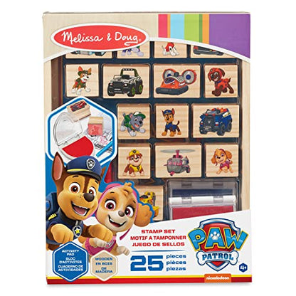 Melissa & Doug PAW Patrol Wooden Stamps Activity Set with Markers, Activity Pad (25 Pieces) - WoodArtSupply