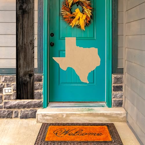 Wooden Texas State Blank 10'' Cutout, Unfinished Wood Texas Craft Shape, Paintable Door Hanger - WoodArtSupply