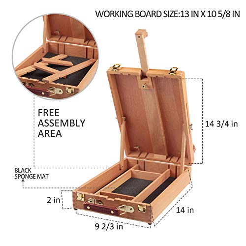 Falling in Art Easel Box Acrylic Paint Set with Portable Table Display Stand, Acrylic Paint, Canvas Panels, Brushes, Palette for Christimas Gift Falling in Art