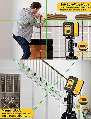 Nikotek Laser Level Self-Leveling Green Beam Horizontal and Vertical Cross-Line Laser for Home Decoration Carrying Pouch, Battery Included