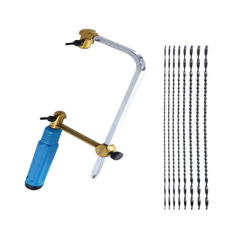 Coping Saw Heavy Duty Metal Woodworking Hand Saw Fast Cutting Non-slip Hacksaw,8 Pieces Scroll Saw Blades with Spiral Teeth, For Woodworking Jewelry WoodArtSupply