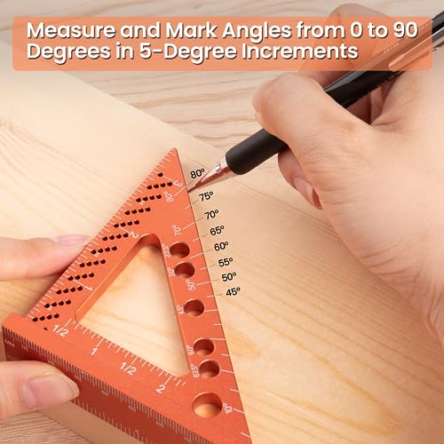 Neitra Small Square Ruler with Fixed Angle Pin, Accurate Compact Aluminum Alloy Mini Squares with Laser Etched Markings, Includes a Mechanical Pencil - WoodArtSupply