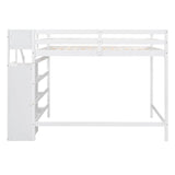 Harper & Bright Designs Full Size White Loft Bed with Stairs and Storage Wardrobe for Kids, Teens, and Adults Harper & Bright Designs