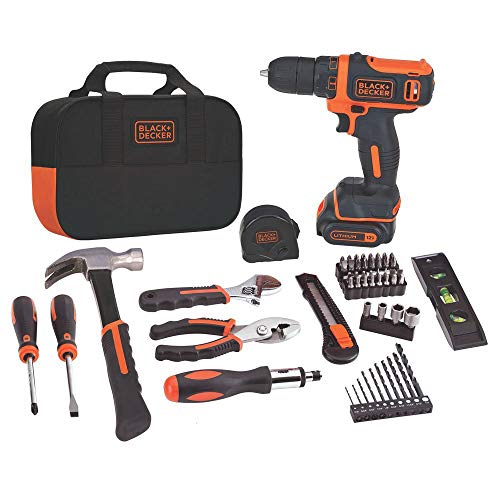 BLACK+DECKER 12V MAX Drill & Home Tool Kit, 60-Piece (BDCDD12PK) BLACK+DECKER