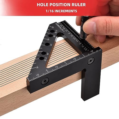 GOINGMAKE Carpenter Square 3D Multi Angle Measuring Ruler Hole Position Scribing Ruler Precision 45 and 90 Degree Woodworking Square Small Framing goingmake
