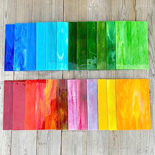 LITMIND 24 Sheets Stained Glass Variety Pack, 4 x 6 Inch Cathedral Art Glass,  Mosaic Glass Supplies for Crafts, Assorted Colors Glass Sheets for –  WoodArtSupply