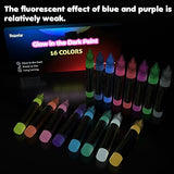 Roizefar Fabric Paint, 16 Colors Glow in the Dark Paint, 3D Permanent Acrylic Textile Paint (20 ml/0.68 oz), Neon Craft Painting Fabric Paint for Roizefar