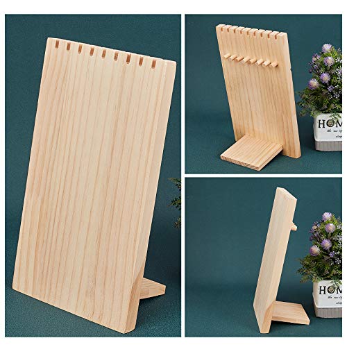 AHANDMAKER Wood Necklace Holder, 9.6 Inch Wooden Plank Necklace Jewelry Display Stand, Detachable Wooden Jewelry Organizer Stand, Necklace Display
