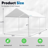 Quictent 10'X20' Heavy Duty Carport Car Canopy Car Shelter Canopy Outdoor Party Tent Boat Shelter-White Quictent