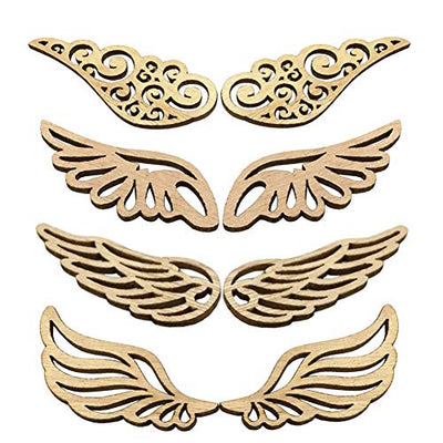 UUYYEO 80 Pcs Angel Wings Wood Slices Wooden Cutouts Unfinished Wood DIY Craft Accessories