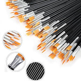 AROIC Acrylic Paint Brush Set, 200 pcs Nylon Hair Brushes for All Purpose Oil Watercolor Painting Artist Professional Kits, Black AROIC