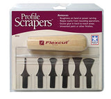 FLEXCUT Profile Scraper Set, 6 Scraper Bits and Ash Wood Power Handle (SK121) FLEXCUT
