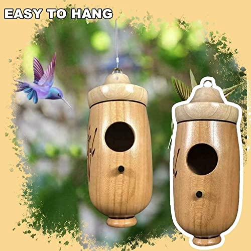 Hummingbird Nest, New Wooden Humming Bird House Outside Hanging,Hummingbird Nest for Wren Swallow Sparrow Hummingbird Finch Houses (Style B, Wooden) Rhiney