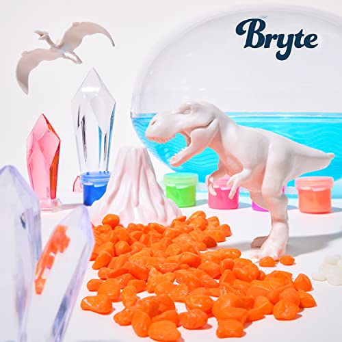 Bryte Dinosaur Light Up Terrarium Kit for Kids | Create a Dino Habitat with Real Plants, Figurines, Volcano & LED Lights | DIY Science Kit, STEM BRYTE