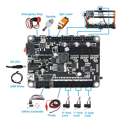 CNCTOPBAOS 2 in 1 CNC 3018 Pro with 5.5W 5500mW Module Offline GRBL Controller DIY Mini CNC Router Kit 3 Axis Desktop Acrylic PVC PCB Wood Milling