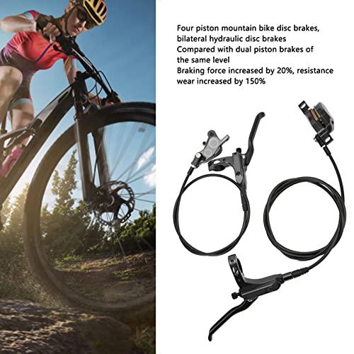Alomejor MTB Bike 4 Piston Front Rear Hydraulic Disc Brake Mountain Bike CNC Bilateral Oil Brake Oil Pressure Caliper Hydraulic Disc Brake Assembly Alomejor