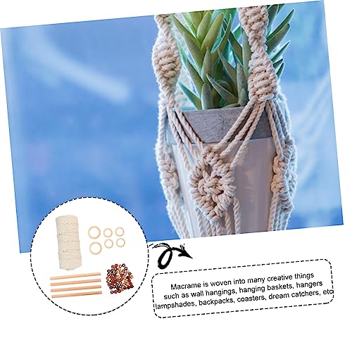 EXCEART 2 Sets Tapestry DIY Accessories Macrame Kit Plant Unfinished Wood Circles Macrame Making Kit Cotton Cord Kit DIY Wall Hanging Craft Cotton EXCEART