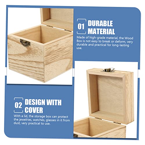 VILLCASE 4pcs Box Wooden Gift Box Wooden Trinket Chest Unfinished Treasure Chest Snack Containers Locker Decorations Snack Food Gifts Photo Gifts VILLCASE