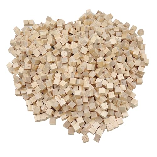 Unfinished Wooden Blocks 1cm, Pack of 500 Small Wood Cubes for Crafts and DIY Home Decor