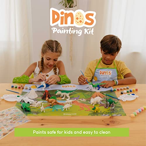 BONNYCO Dinosaur Toys for Kids Painting Kit 16 Figurines Kids Crafts Kits with Glow in The Dark, Toys & Gifts for Boys | Kids Toys 3 4 5 6 7 8 9 10 - WoodArtSupply