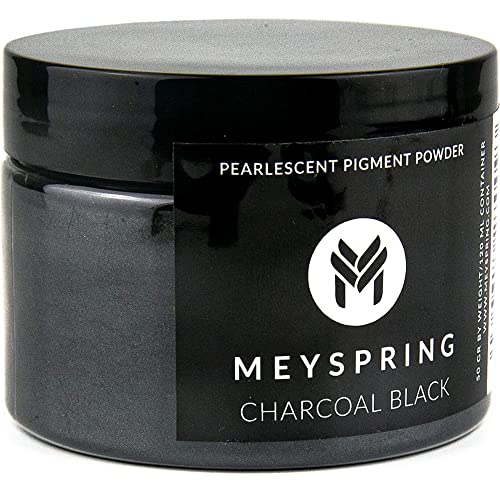 MEYSPRING Charcoal Black Mica Powder for Epoxy Resin - 50 Grams - Great for Resin Art and UV Resin - Epoxy Resin Color Pigment MEYSPRING