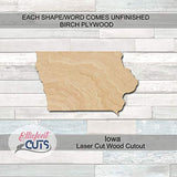 Iowa Wood Cutouts for crafts, Laser Cut Wood Shapes 5mm thick Baltic Birch Wood, Multiple Sizes Available Elliefont Styles