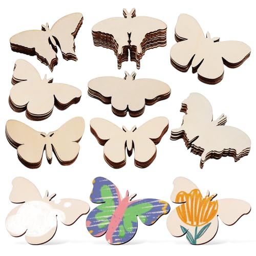 Operitacx 54 Pcs Unfinished Wooden Butterfly Wood Butterfly Shaped Cutouts Butterflies Wood Ornament Spring Wooden Craft for Painting and Spring Operitacx