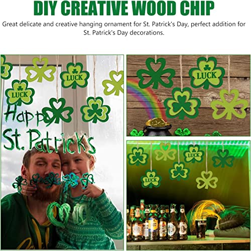 HIPIHOM St. Patrick's Day Shamrock Wooden Ornaments Unfinished Wood Clover Cutouts with Ropes for St. Patrick's Party Tree Table Decorations (30 - WoodArtSupply