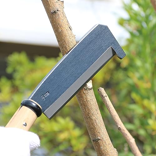 KAKURI Japanese NATA Hatchet Tool with Protruding Tip 7" [Single Bevel] Made in Japan, Heavy Duty Garden Axe Tool with Wood Handle for Cutting, - WoodArtSupply