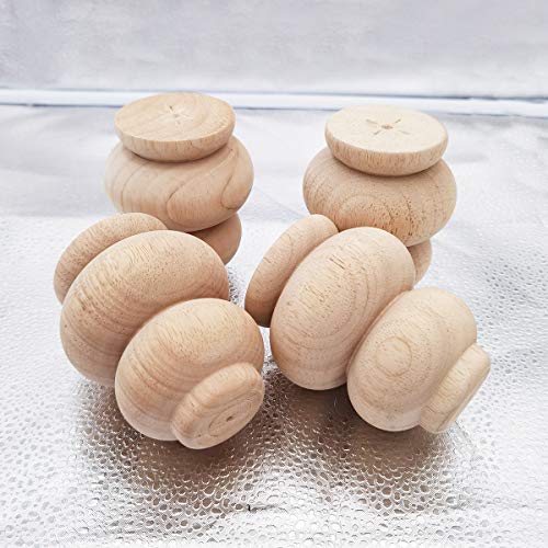 Btibpse Wood Furniture Legs 4 Inch Sofa Couch Chair Ottoman Loveseat Cabinet Legs Replacement Feet Unfinished Bun Foot Pack of 4 Btibpse