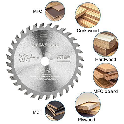 5Pcs TCT Circular Saw Blade 3-3/8'' Carbide Tipped for Wood Plastic Cutting with 10mm Arbor Compact Circular Saw Blade Set Firearth