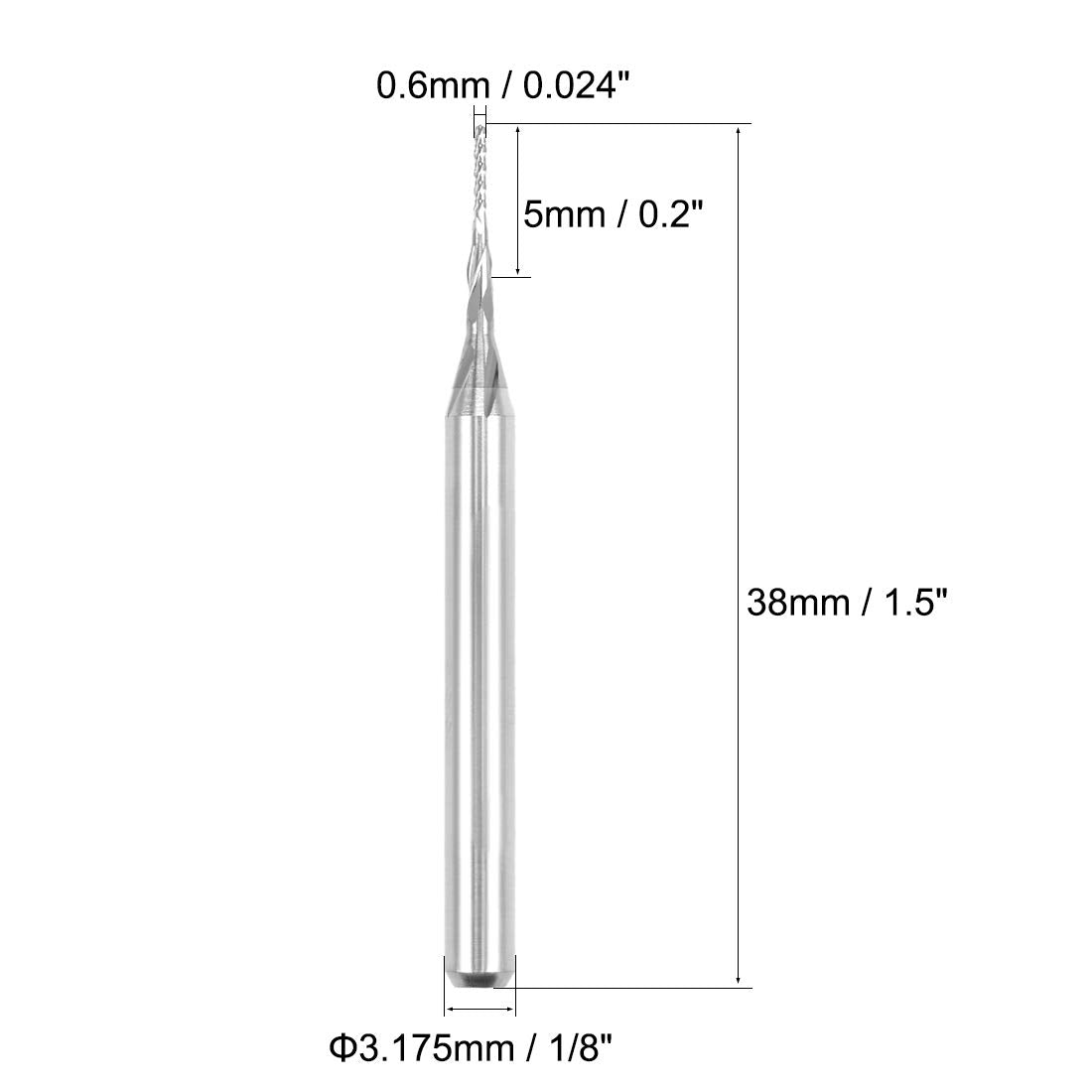 uxcell 10Pcs 0.6mm Carbide End Mill Engraving Milling Cutter CNC Router Bits for PCB Machine, 1/8" Shank - WoodArtSupply