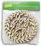 Joy to The World Wreath Unfinished Wood Christmas Cutout Ornaments - 3 Piece Christmas Crafts
