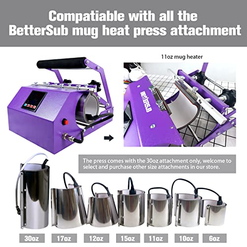 BetterSub Tumbler Mug Heat Press Machine 30 OZ 20 OZ 16 OZ Sublimation Straight Skinny Tumbler Mug Sublimation Print 11 OZ 15 OZ Sublimation Mug Heat - WoodArtSupply