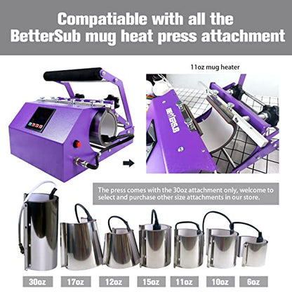 BetterSub Tumbler Mug Heat Press Machine 30 OZ 20 OZ 16 OZ Sublimation Straight Skinny Tumbler Mug Sublimation Print 11 OZ 15 OZ Sublimation Mug Heat - WoodArtSupply