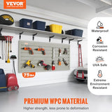 VEVOR Slatwall Panels, 4 ft x 1 ft Gray Garage Wall Panels 12"H x 48"L (Set of 2 Panels), Heavy Duty Garage Wall Organizer Panels Display for Retail VEVOR