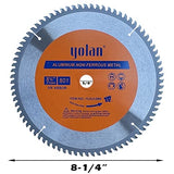 Yolan 8-1/4-Inch 80 Teeth Circular Saw Blade with 5/8-Inch Diamond Knockout Arbor, Steel for Cutting Aluminum, Non-Ferrous Metal Table Saw yolan