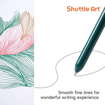 Shuttle Art Colored Retractable Gel Pens, 22 Unique Vintage Ink Colors, 11 Light and 11 Dark Vintage, Cute Pens 0.7mm Point Quick Drying for Writing