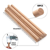 Wooden Dowel Dods Wood Dowels, 10PCS 1/2 x 12" Natural Round Bamboo Sticks for Crafting, Macrame Dowel, Unfinished Hardwood Sticks for Crafts, Coowayze